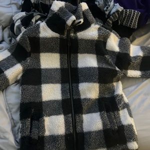 Fluffy collared flannel jacket